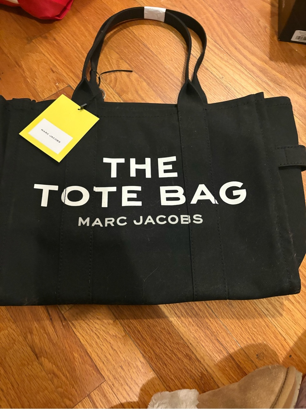 Marc Jacobs Black Canvas 'The Tote Bag' with White Logo